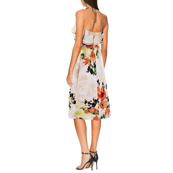 NWT Nicole Miller Women's Floral Print Halter Neck Fit & Flare Midi Dress - Picture 2 of 7